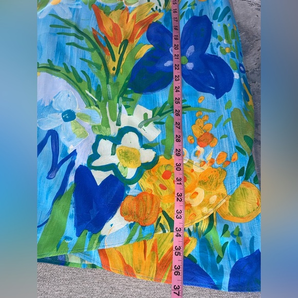 Jams World Watercolor Floral Side Tie Wrap Long Skirt Tropical Retro Size Large - Picture 9 of 11